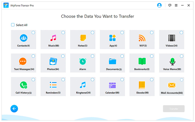 choose the data you want to transfer